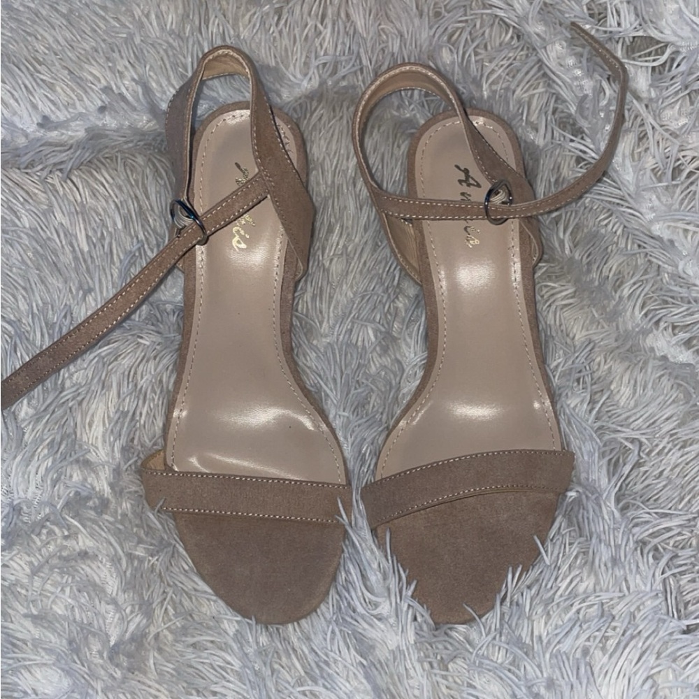 Tan, heeled sandals